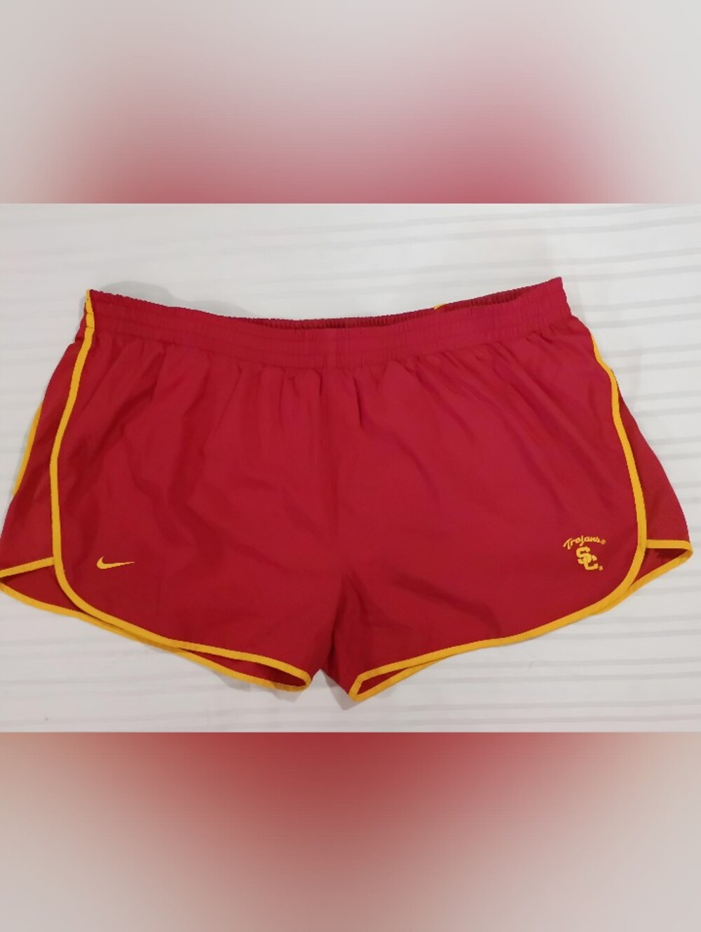 Nike Shorts Womens S Youth XL USC Trojans NCAA 3.5" Inseam Red Running Y2K